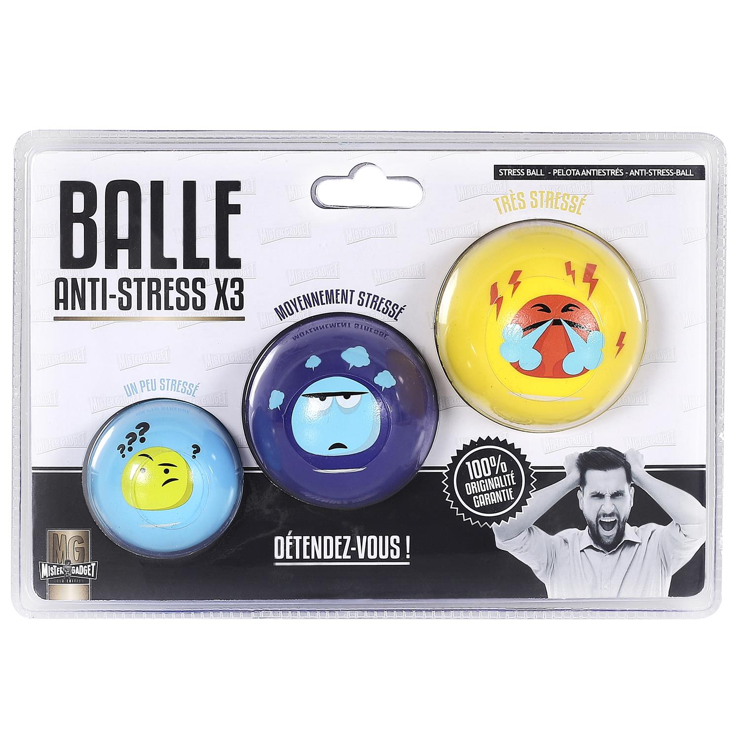 3x boules anti-stress bleues 6 cm - Relax / Mindfullness signifie