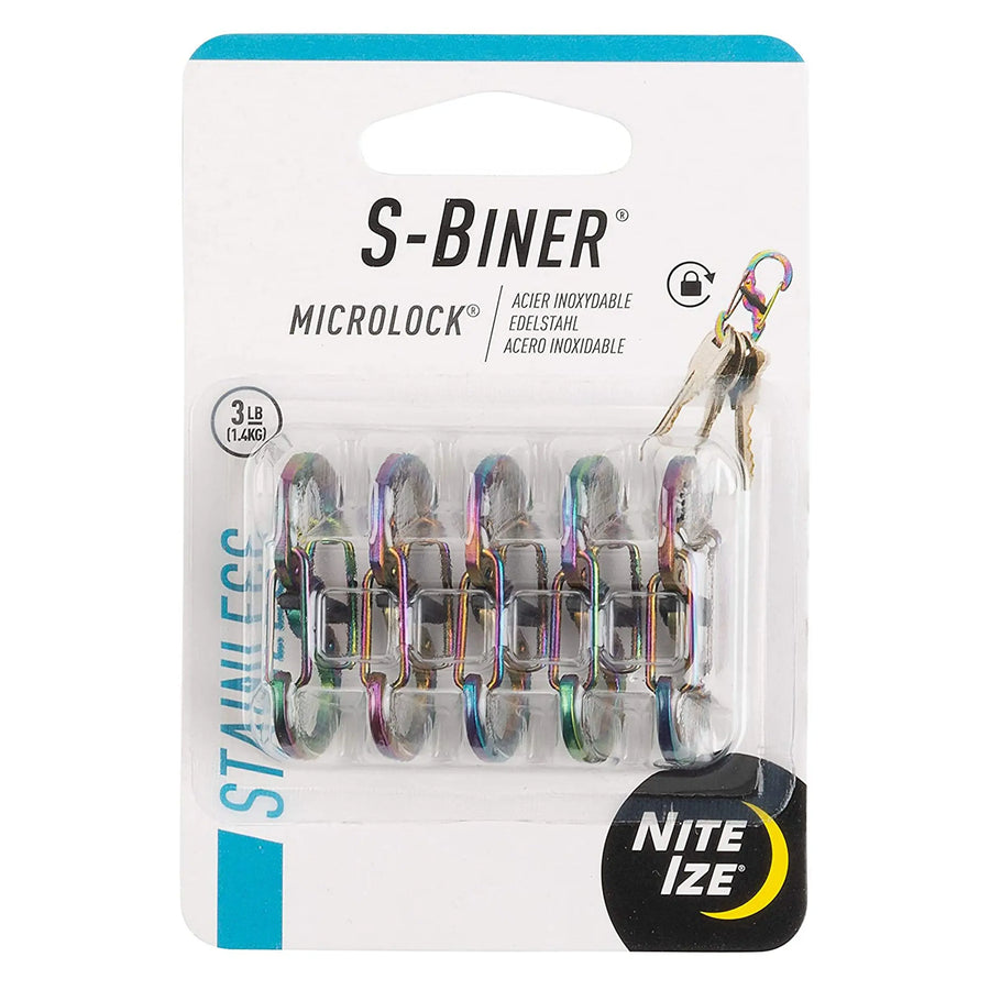S-Biner MicroLock Keychain, Spectrum, 5-Pack Nite Ize