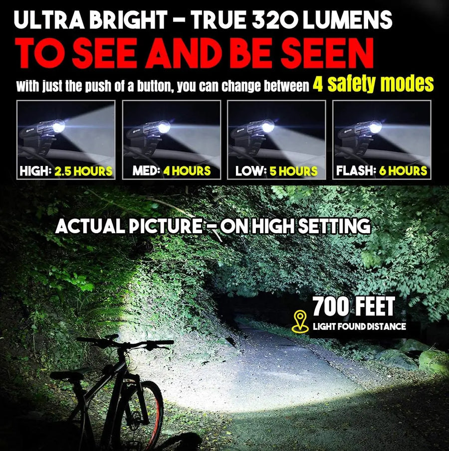 BLITZU USB Rechargeable Bike Light Set - Gator 320 BLITZU