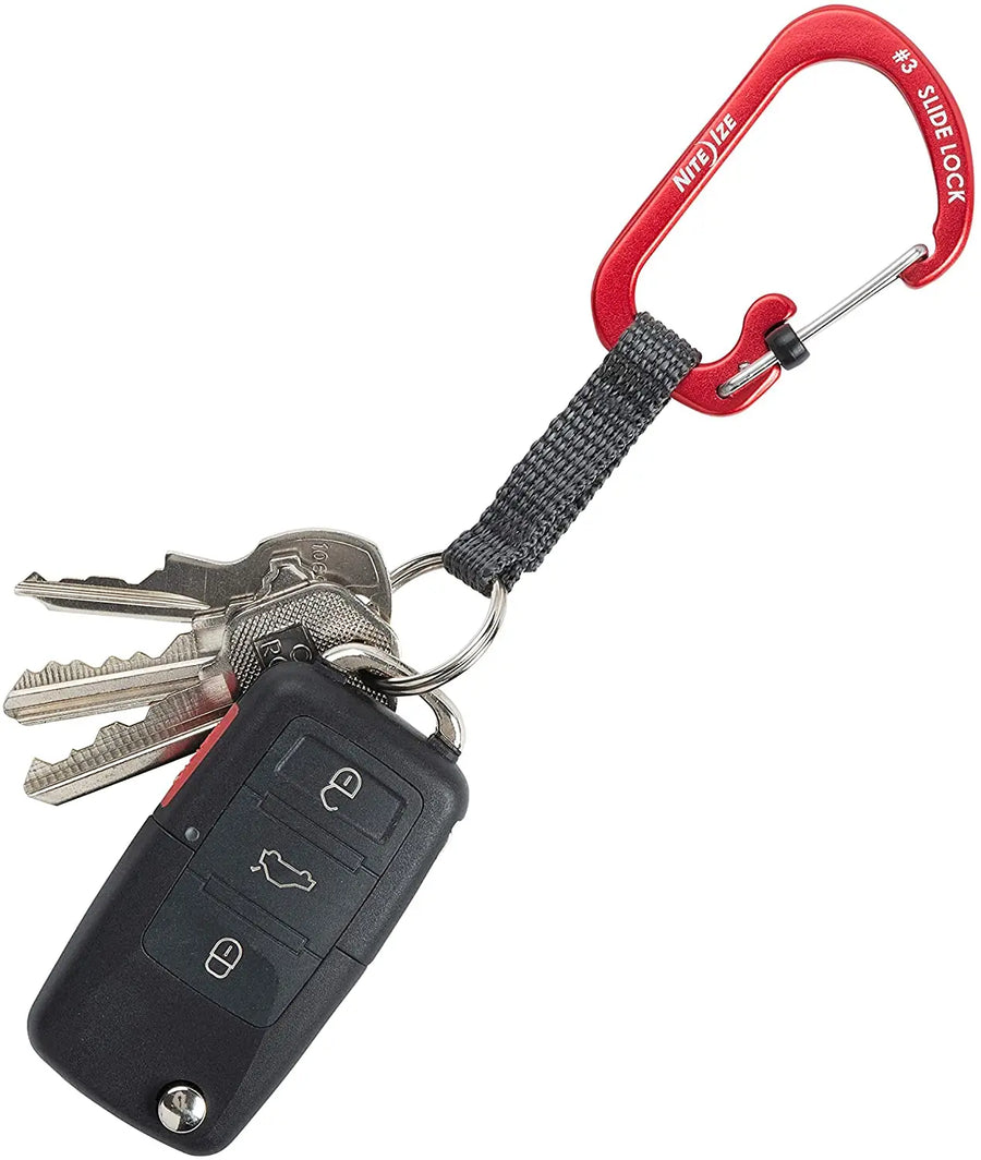 Locking Carabiner Keychain with Webbing, Red Nite Ize