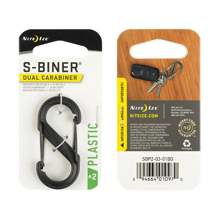 S-Biner Plastic Dual Carabiner #2 - Black Nite Ize