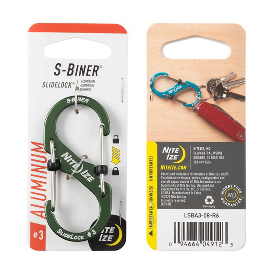 S-Biner SlideLock Aluminum #3 - Olive Nite Ize
